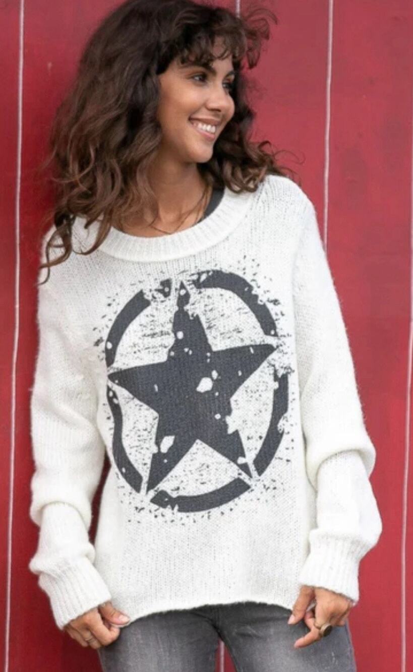 Wooden Ships Cream Pax Star Sweater Edgy Cozycore Rockstar Size S/M Small Medium